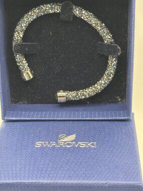 Retired Swarovski Crystal Stardust Cuff Bangle Bracelet 5250071 Chrome Gray Box